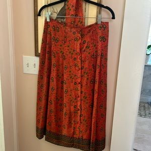 Sezane small midi silk skirt